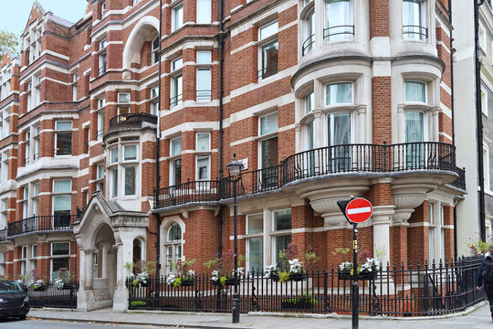 Elegant apartment building in Westminster area of London, England