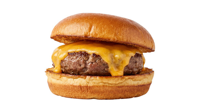 Classic beef cheeseburger isolated on transparent background png