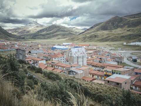 View of Morococha Nueva, miners' town, built by the Chinalco Group in 2012, Morococha Nueva, Morococha, Peru