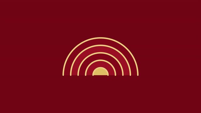 Gold arcs drawing Seigaiha Japanese wave pattern then zooming out