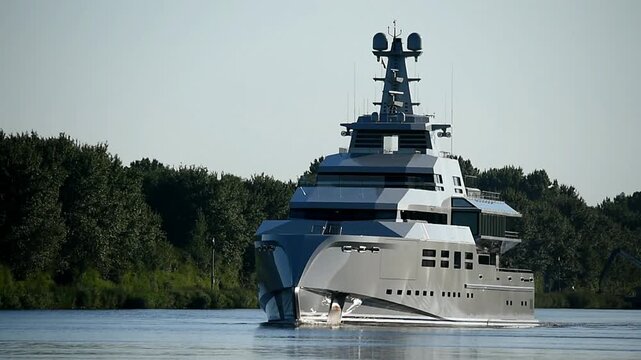 Superyacht, mega yacht NORN sails in the Kiel Canal, NOK, Kiel Canal, Kiel Canal, Schleswig-Holstein, Germany