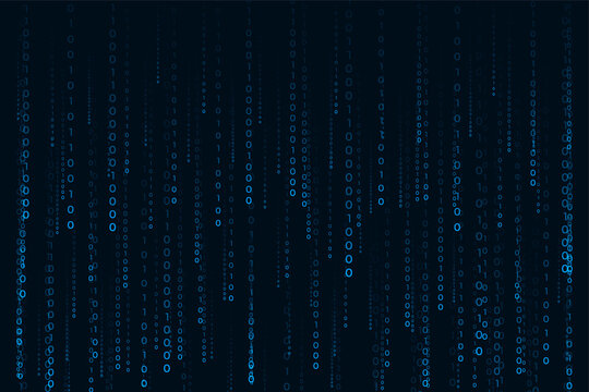 matrix style binary code digital falling numbers blue background