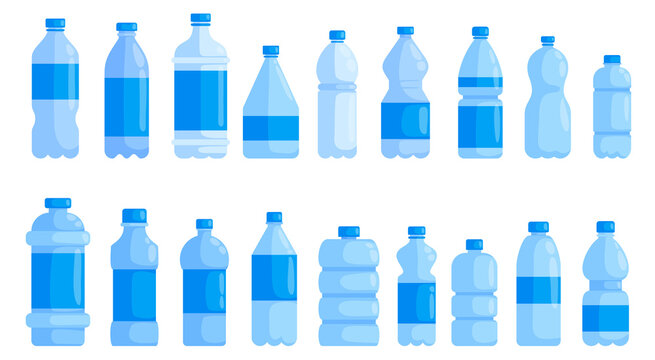 Blue plastic water bottle vector illustration with cap