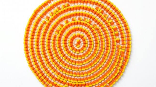 Candy corn spiral pattern top view isolated on transparent background