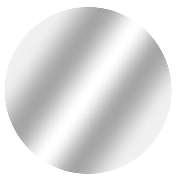 Silver metallic gradient circle graphic element with smooth polished chrome sheen isolated design