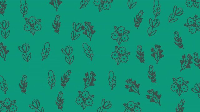 Aesthetic blue botanical pattern video animation. Representative plant and flower theme 