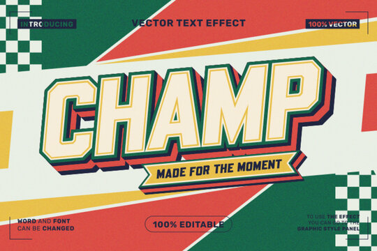 Editable Champ Collegiate Cartoon Text Effect for Sports Poster Branding and Apparel Design