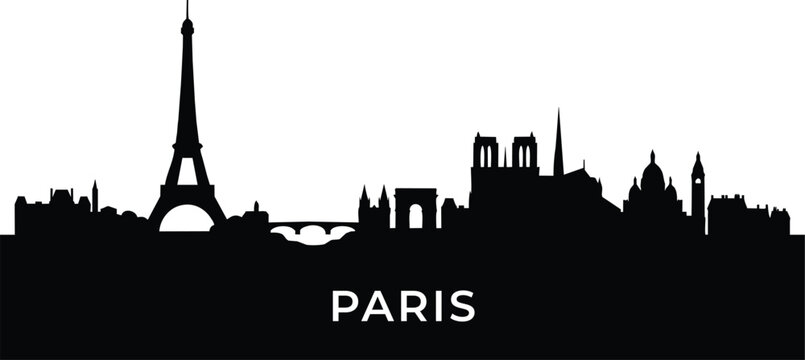 Paris city skyline silhouette vector illustration