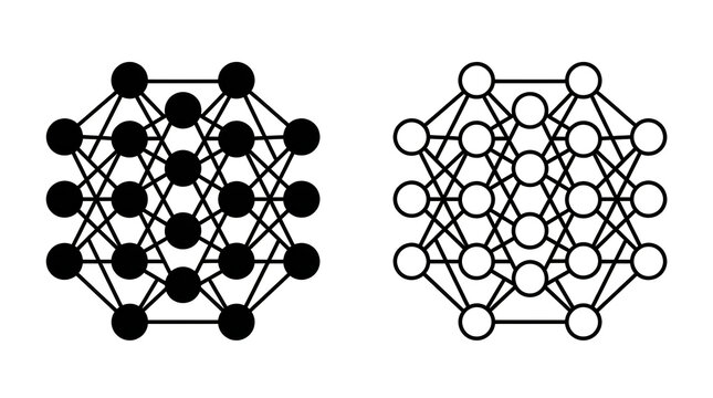 Black and white neural network diagram illustration