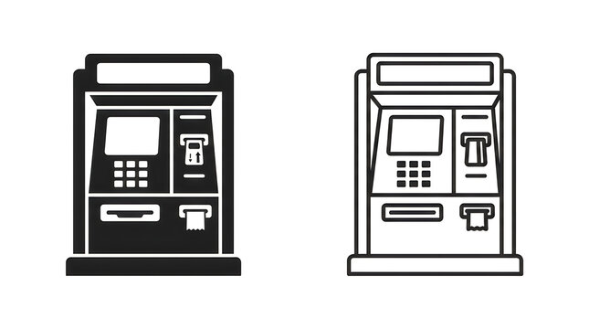 Two atms side by side in black and white