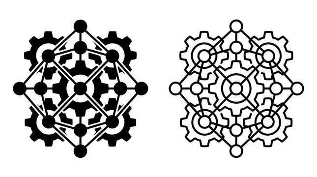 Geometric gear pattern with interlocking shapes