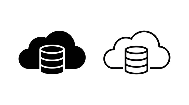 Cloud storage database icon pair illustration