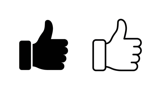 Like thumbs up icon pair black and white