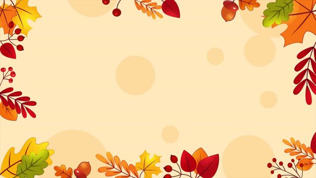 Fall leaves frame vector background animation