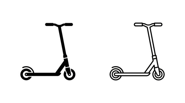 Electric scooter vector illustrations side by side