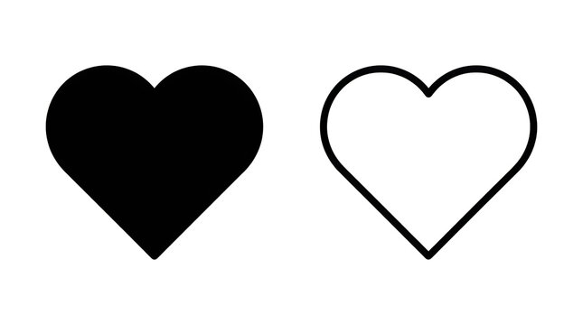 Black and white heart icons side by side