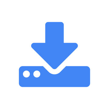Blue download arrow icon for UI buttons