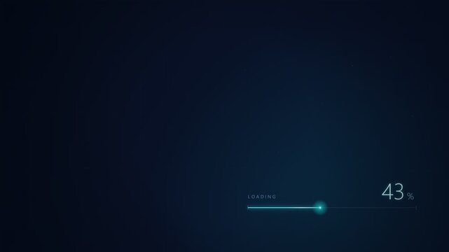 Minimalist Cyan Progress Bar Loading 0 to 100 Percent on Dark Navy