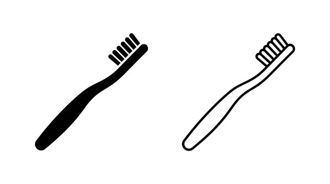 Two toothbrushes icon set illustration