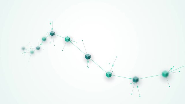 Abstract network connection visualization with nodes and lines showing data flow and growth over time