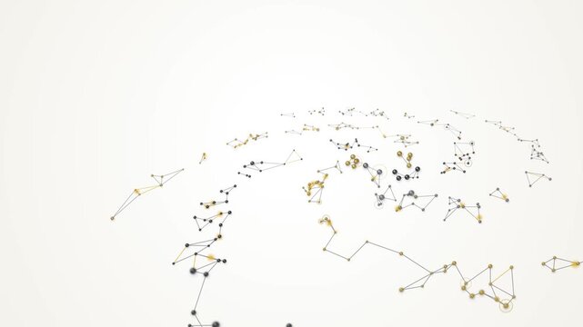 Abstract network of connected dots and lines forming constellations on a light background, representing data and connections