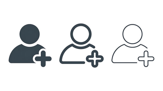 Add friend user profile icon set isolated on transparent background