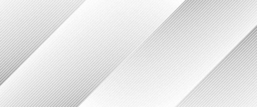 Abstract thin diagonal parallel line background. Slanted white and grey stripes wallpaper. Vector geometric tech template texture for banner, poster, brochure, print, flyer, card, presentation, cover