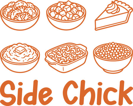 Illustration of thanksgiving side dishes and pie slice Shirt Design