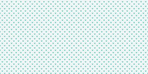 Seamless turquoise heart pattern with dotted wave lines on white background. Fish scale with heart. © Kara kara