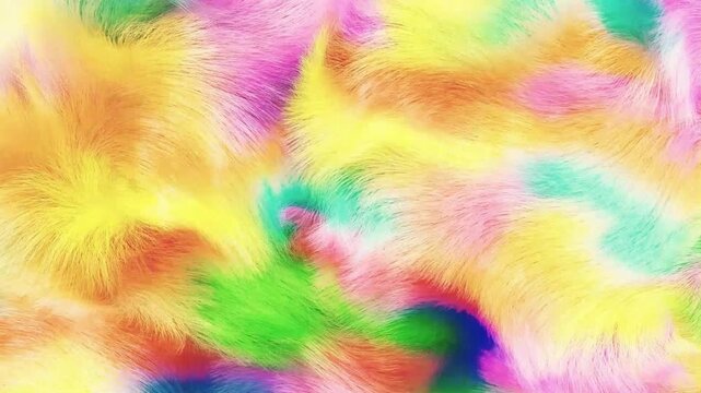 Abstract fuzzy colorful waves gently moving in a seamless loop with vibrant pastel tones.