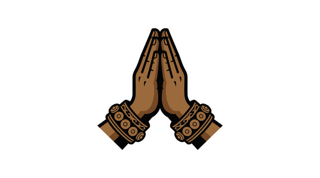 Namaste greeting hand gesture - vector illustration of prayer hands