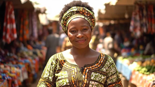 African women in national costumes, African women's market smiles