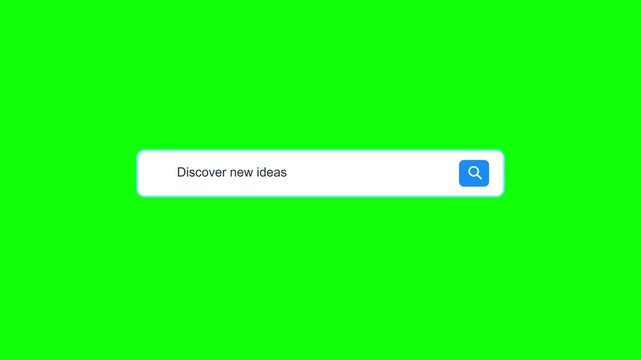 Search bar typing animation with green screen background showing text input for internet browsing video clip