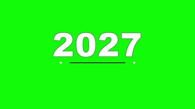 Digital year 2027 title text animation video with green screen background for modern future concepts