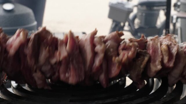 Grilled Meat Cooking Process Outdoor