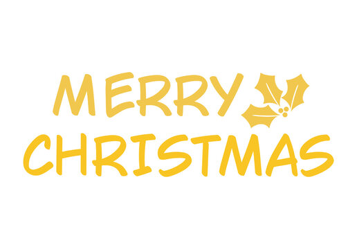 Gold Merry Christmas Lettering with Holly