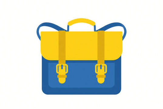 Schoolbag illustrated with blue and yellow colors designed for students carrying books.