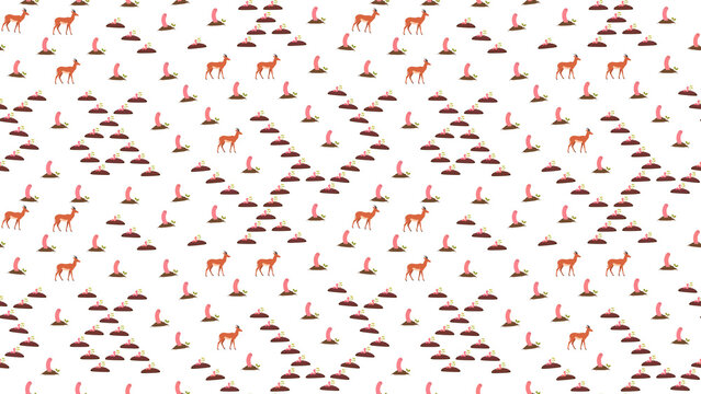 Cartoon deer and worms pattern