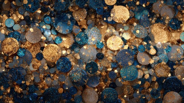 Glittering gold and blue abstract wallpaper with luxurious metallic shimmer, elegant sparkling texture, flowing light effects, and sophisticated premium background for branding, invitations, packaging
