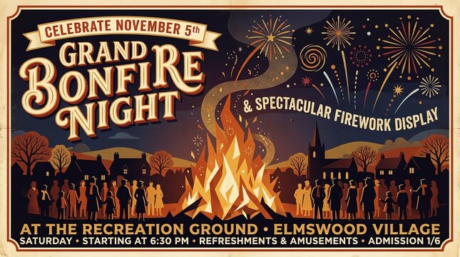 Bonfire Night Celebration Poster Illustration