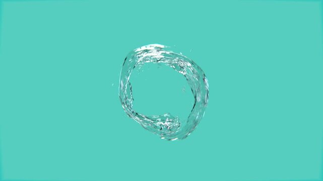 flowing 3d water liquid simulation, in a circle shape, neutral colour background