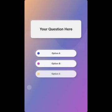 Professional animated vertical template for social media polls featuring neomorphic design elements on black background