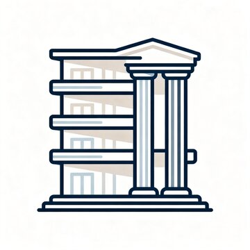 Classic Multi-story Building With Ancient Greek Style Columns