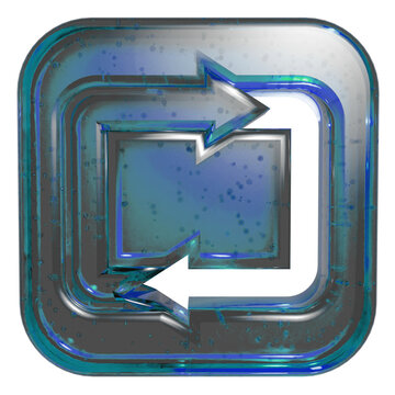 3D Jelly Style Recycling Loop Icon on Transparent Background - Blue