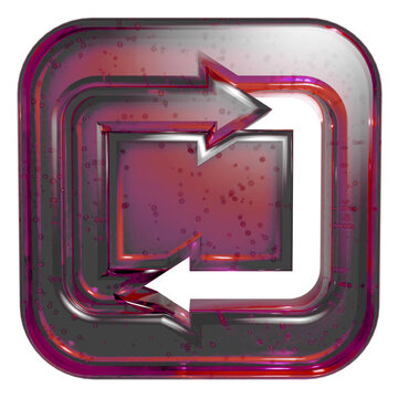 3D Jelly Style Recycling Loop Icon on Transparent Background - Pink