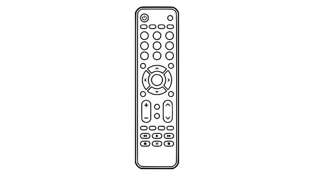 Classic TV Remote Control Outline Vector Illustration Isolated on White Background