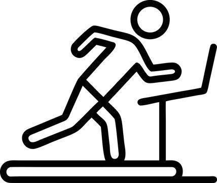 Person running on treadmill icon with simple outlines for exercise and gym class themes.