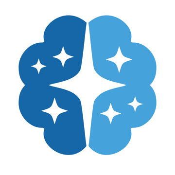 Brain with AI star logo, Smart brain innovation technology logo design vector.