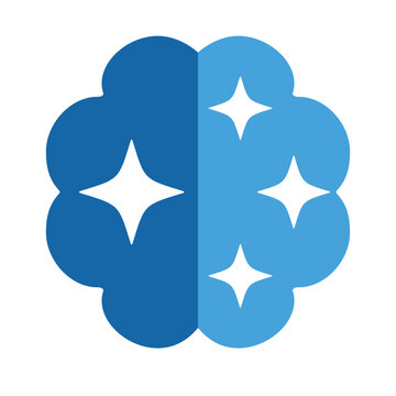 Brain with AI star logo, Smart brain innovation technology logo design vector.