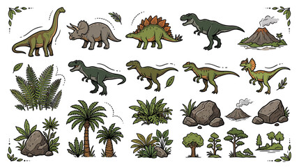 Cartoon Dinosaur Collection Isolated Transparent Background © alam
